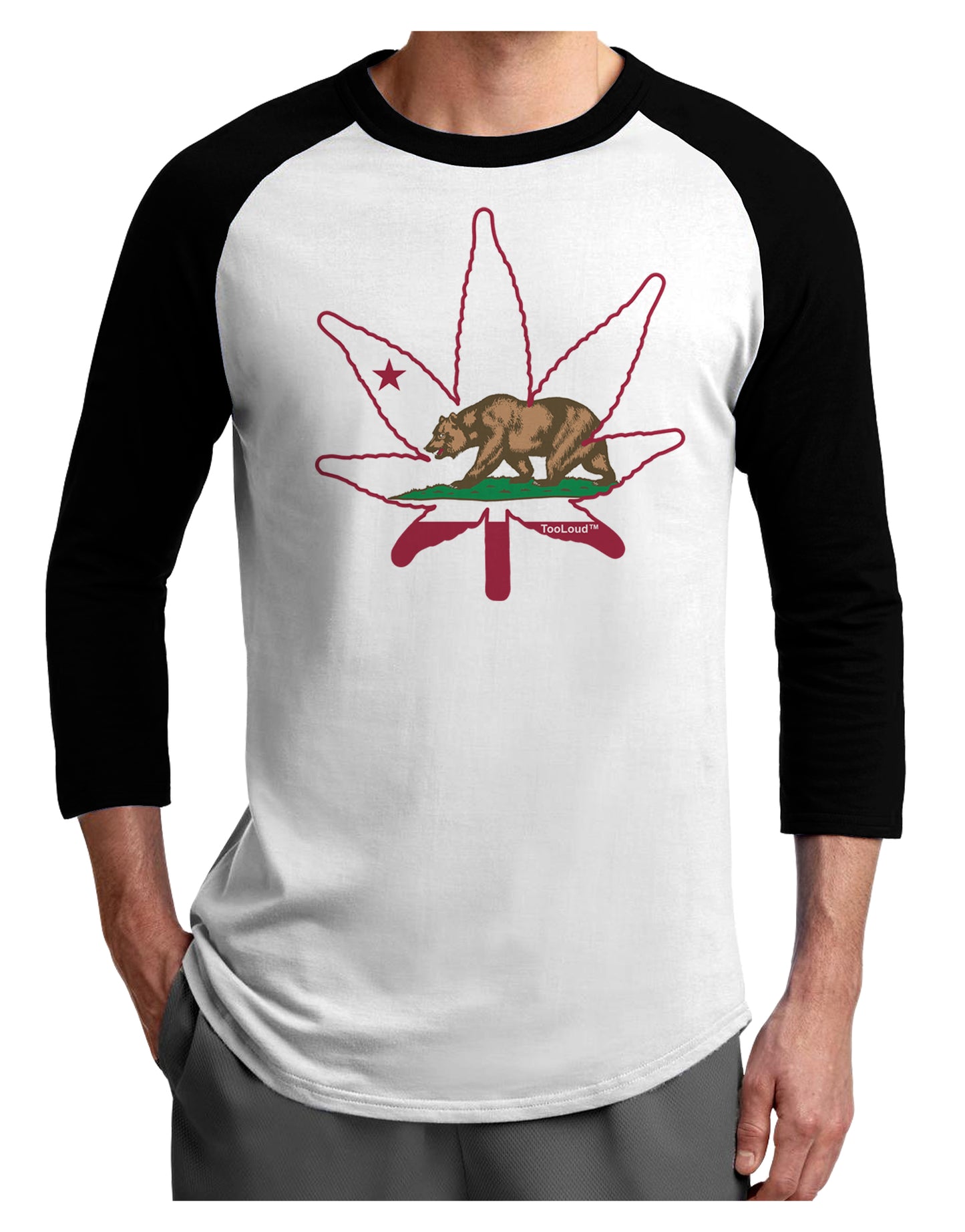 California Bear Leaf Design Adult Raglan Shirt by TooLoud-TooLoud-White-Black-X-Small-Davson Sales