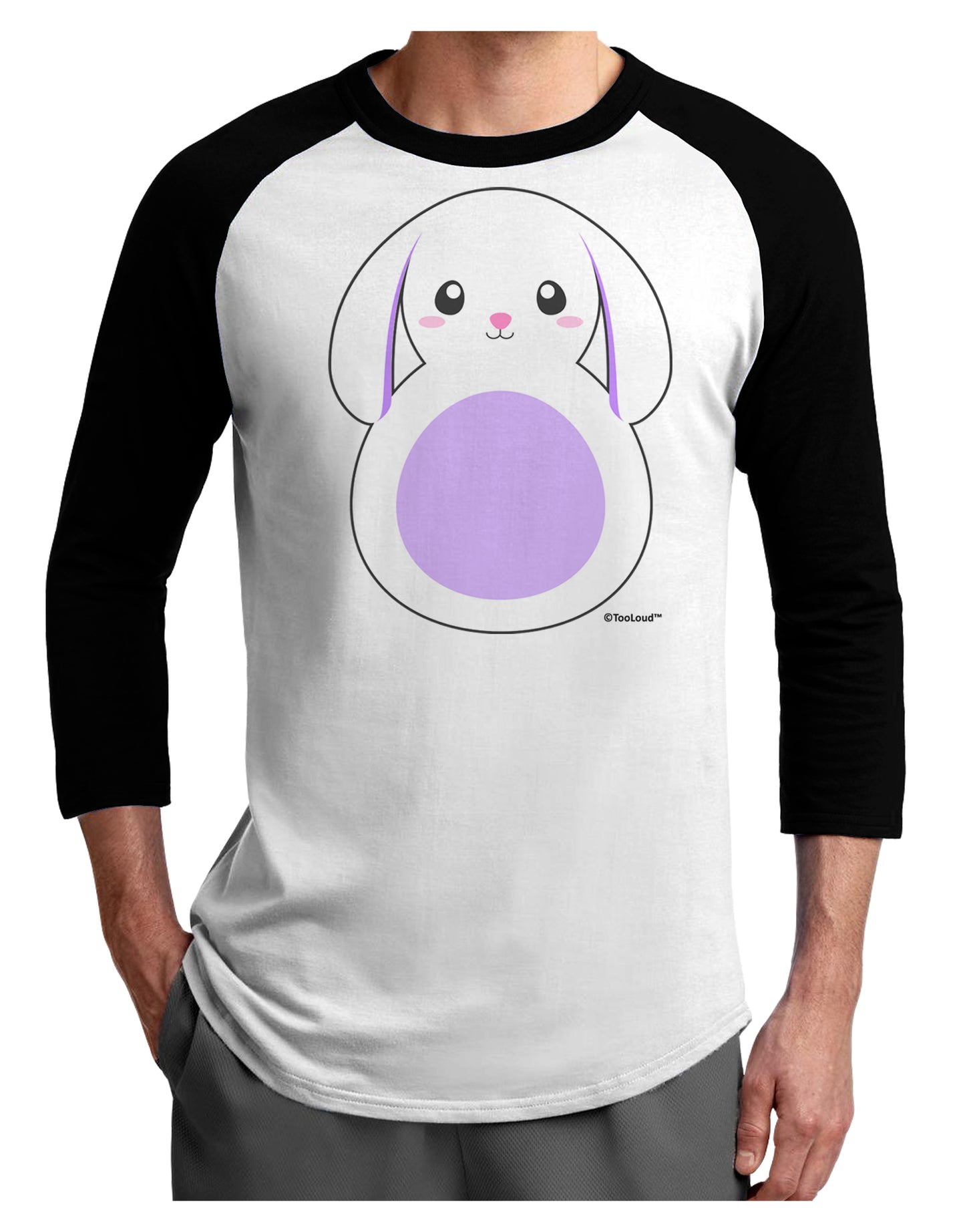 Cute Bunny with Floppy Ears - Purple Adult Raglan Shirt by TooLoud-TooLoud-White-Black-X-Small-Davson Sales