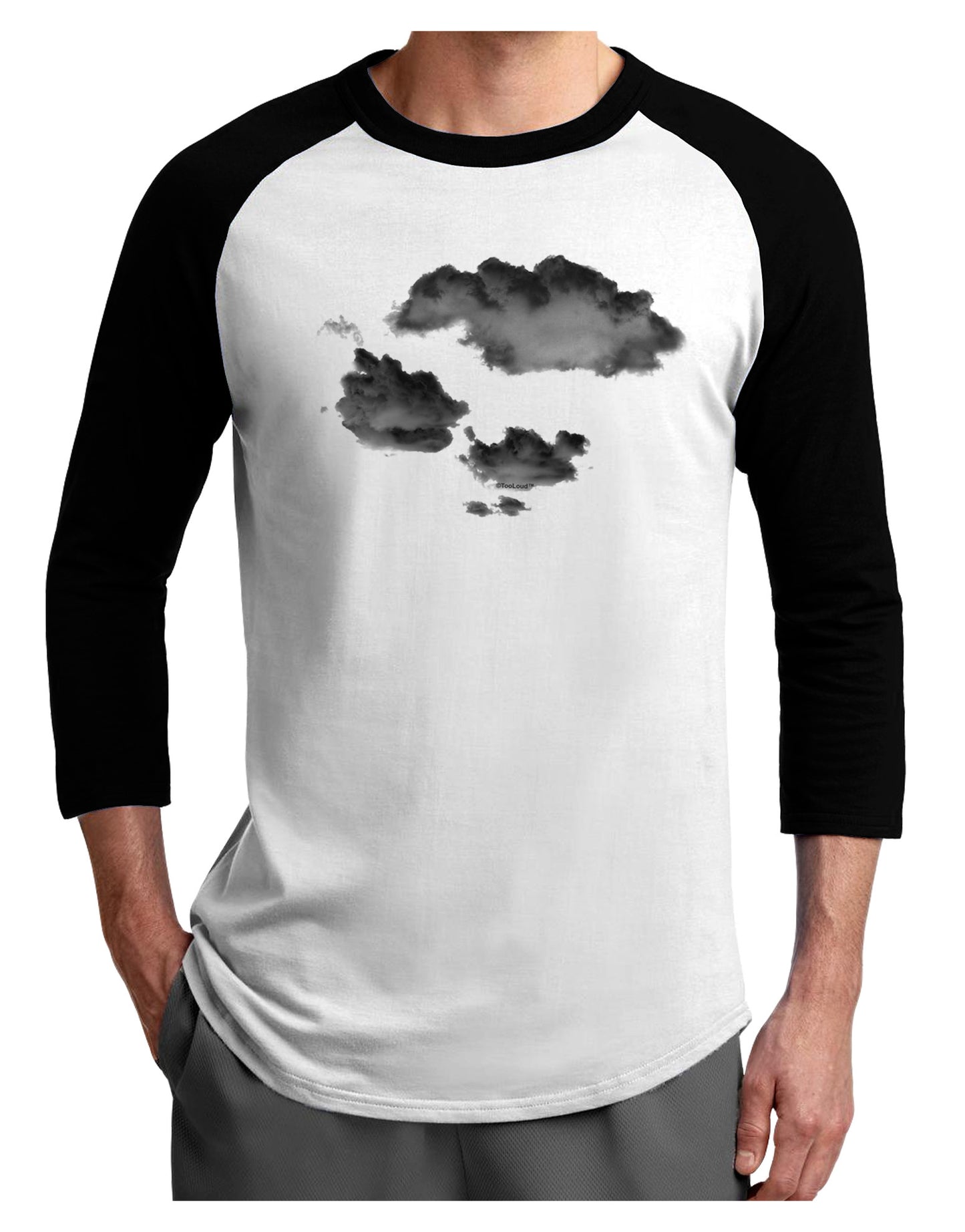 Inverted Puffy Clouds Adult Raglan Shirt-Raglan Shirt-TooLoud-White-Black-X-Small-Davson Sales