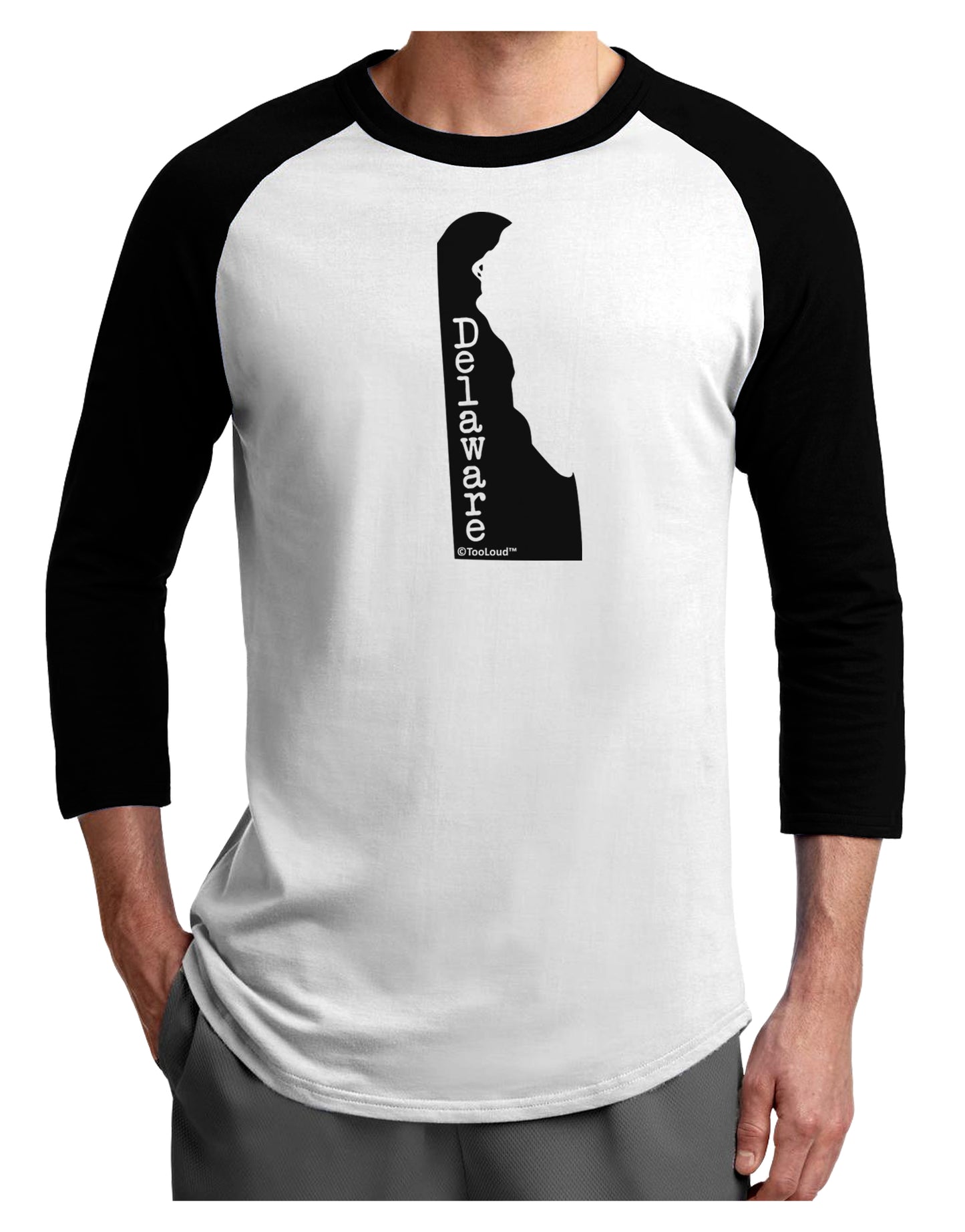 Delaware - United States Shape Adult Raglan Shirt by TooLoud-TooLoud-White-Black-X-Small-Davson Sales
