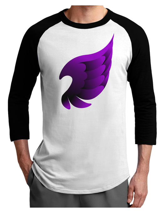 Cute Single Dark Angel Wing Black and Purple Adult Raglan Shirt-TooLoud-White-Black-X-Small-Davson Sales