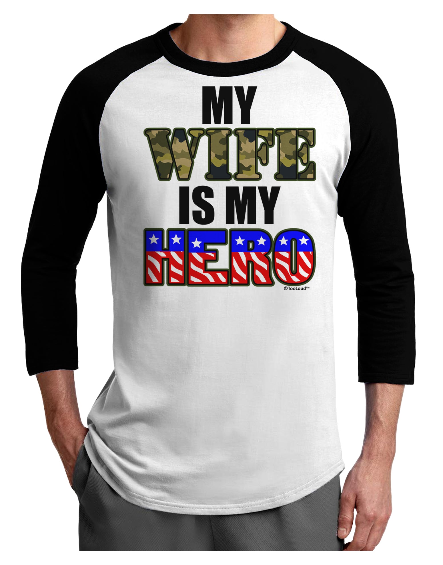 My Wife is My Hero - Armed Forces Adult Raglan Shirt by TooLoud-TooLoud-White-Black-X-Small-Davson Sales