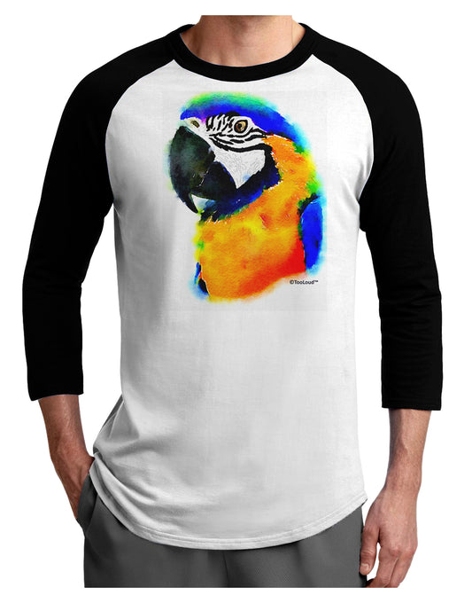 Brightly Colored Parrot Watercolor Adult Raglan Shirt-TooLoud-White-Black-X-Small-Davson Sales