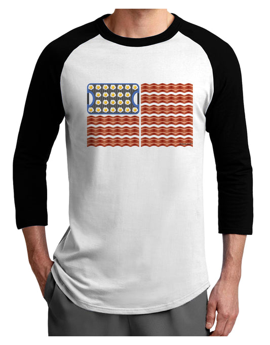American Breakfast Flag - Bacon and Eggs Adult Raglan Shirt-TooLoud-White-Black-X-Small-Davson Sales