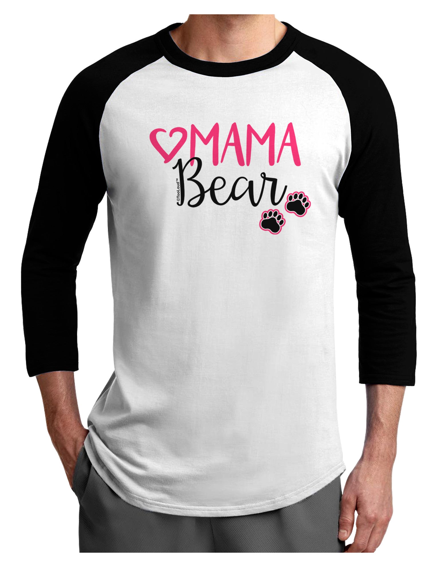 Mama Bear Paws Adult Raglan Shirt-Raglan Shirt-TooLoud-White-Black-X-Small-Davson Sales