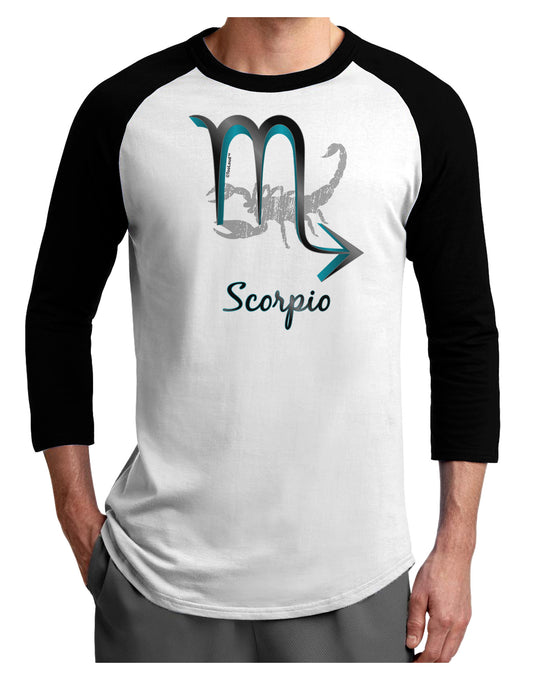 Scorpio Symbol Adult Raglan Shirt-TooLoud-White-Black-X-Small-Davson Sales