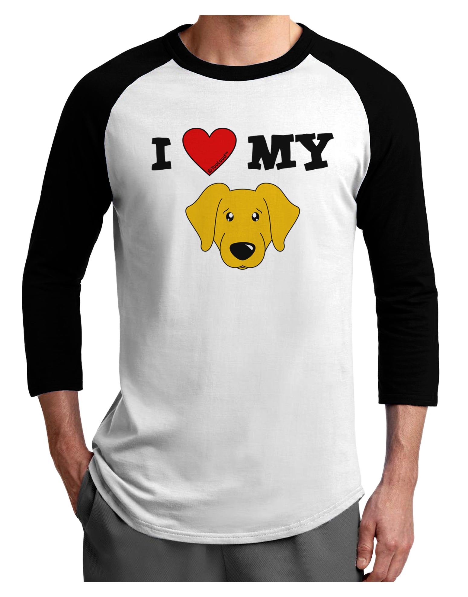I Heart My - Cute Yellow Labrador Retriever Dog Adult Raglan Shirt by TooLoud-TooLoud-White-Black-X-Small-Davson Sales
