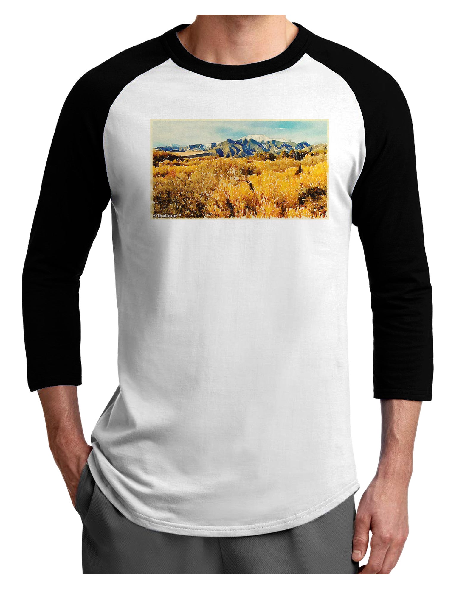 Mountain Forest Park Watercolor Adult Raglan Shirt-TooLoud-White-Black-X-Small-Davson Sales