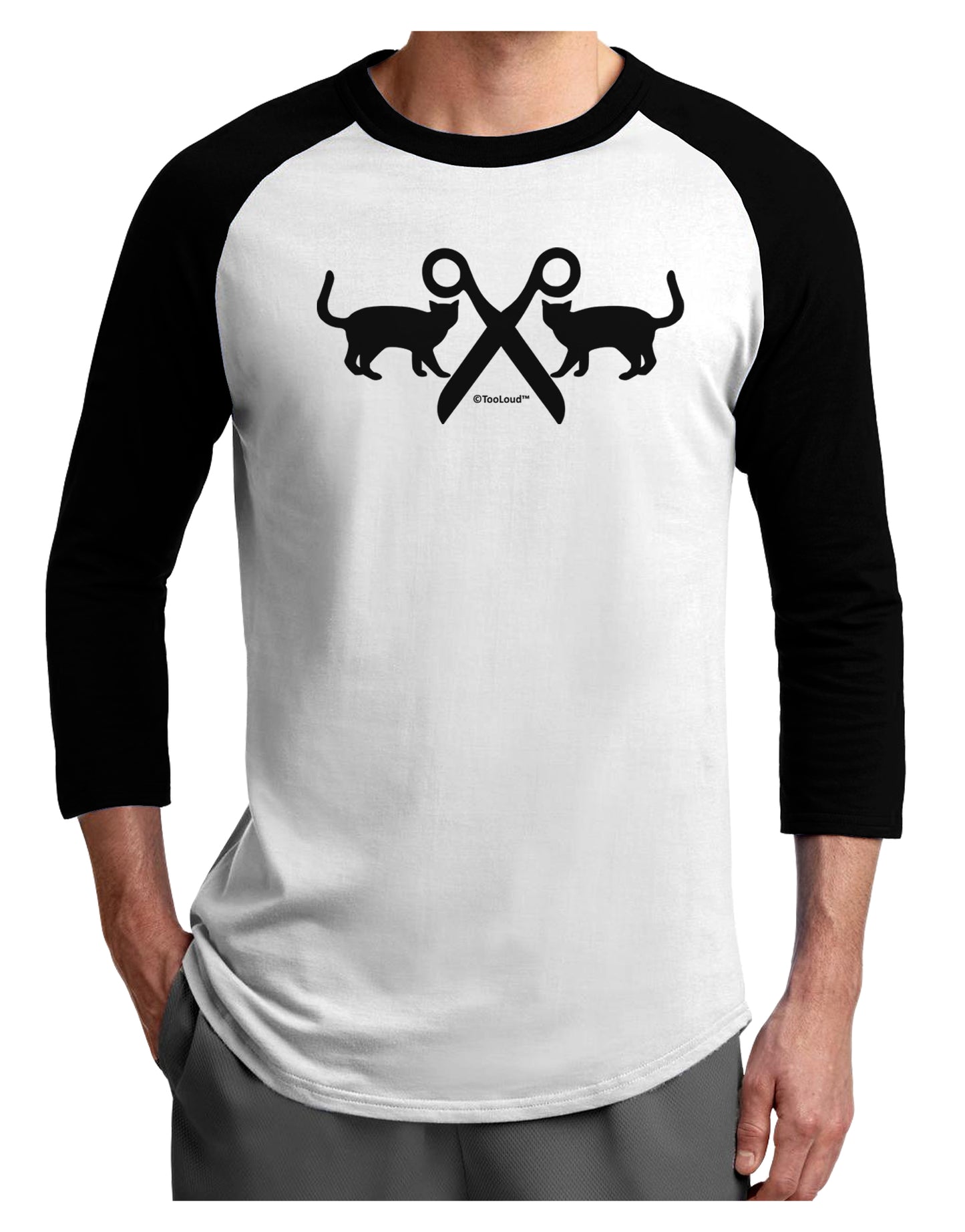 Two Cats With Scissors Adult Raglan Shirt by TooLoud-TooLoud-White-Black-X-Small-Davson Sales