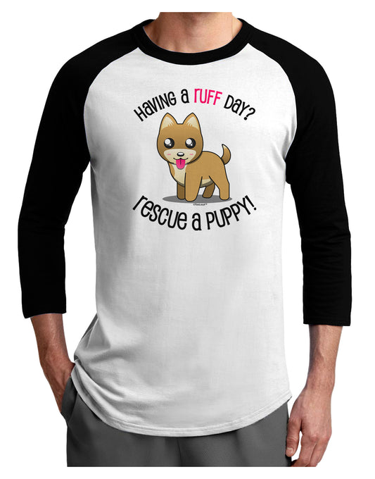Rescue A Puppy Adult Raglan Shirt-TooLoud-White-Black-X-Small-Davson Sales