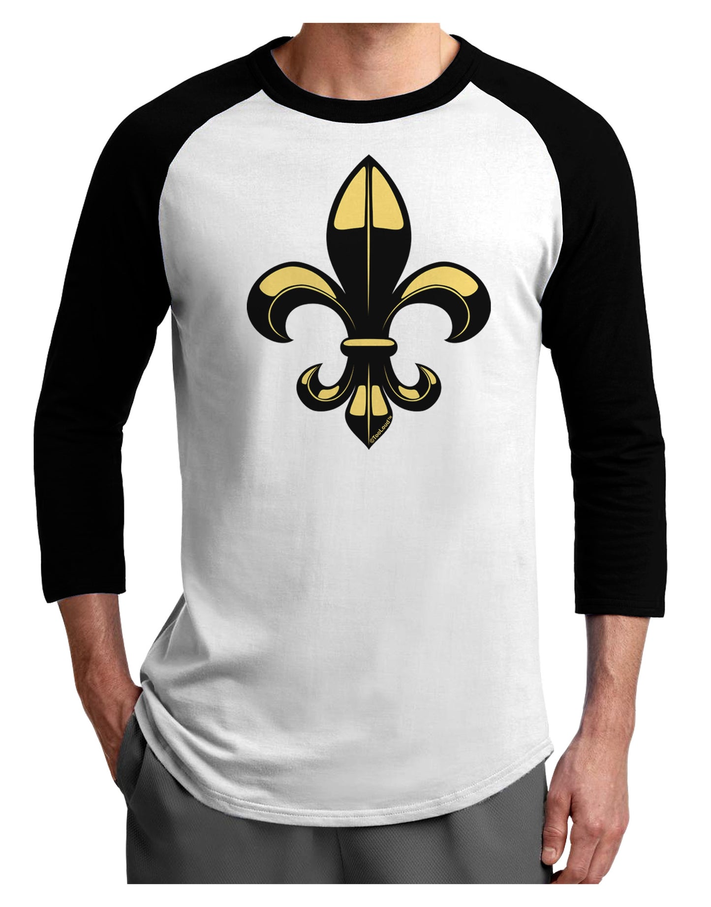 Golden Fleur de Lis Adult Raglan Shirt-Raglan Shirt-TooLoud-White-Black-X-Small-Davson Sales