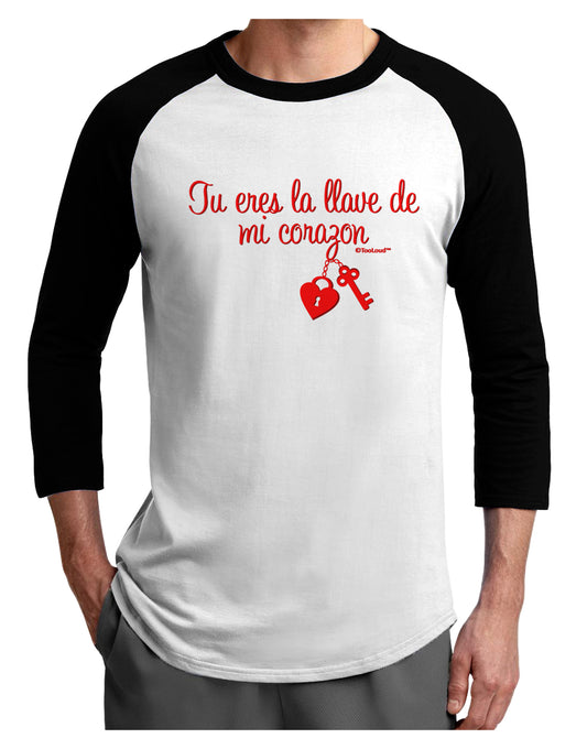 Tu Eres La Llave De Mi Corazon Adult Raglan Shirt by TooLoud-TooLoud-White-Black-X-Small-Davson Sales
