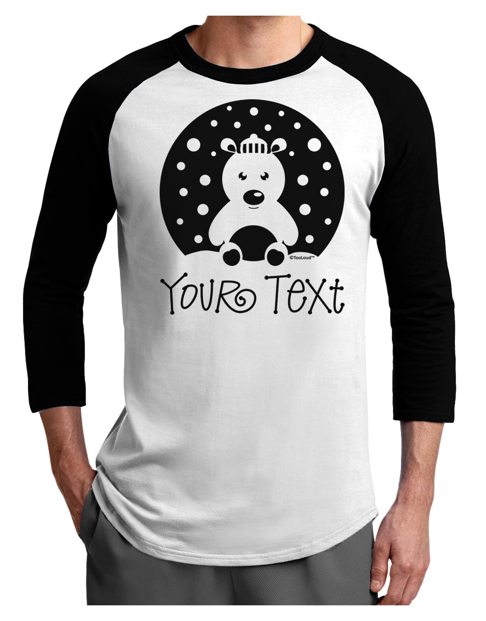 Personalized Matching Polar Bear Family Design - Your Text Adult Raglan Shirt-TooLoud-White-Black-X-Small-Davson Sales