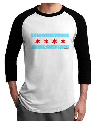 Distressed Chicago Flag Design Adult Raglan Shirt by TooLoud-Raglan Shirt-TooLoud-White-Black-X-Small-Davson Sales