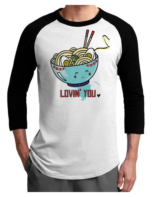 TooLoud Matching Lovin You Blue Pho Bowl Adult Raglan Shirt-Mens-Tshirts-TooLoud-White-Black-X-Small-Davson Sales