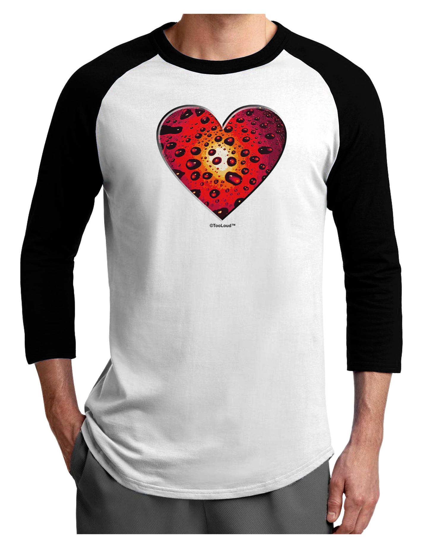 Water Droplet Heart Red Adult Raglan Shirt by TooLoud-TooLoud-White-Black-X-Small-Davson Sales
