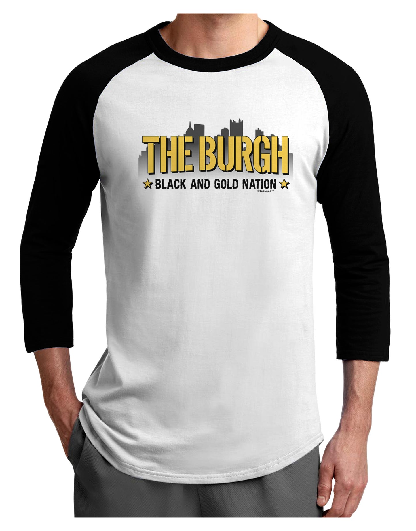 The Burgh Adult Raglan Shirt-Raglan Shirt-TooLoud-White-Black-X-Small-Davson Sales
