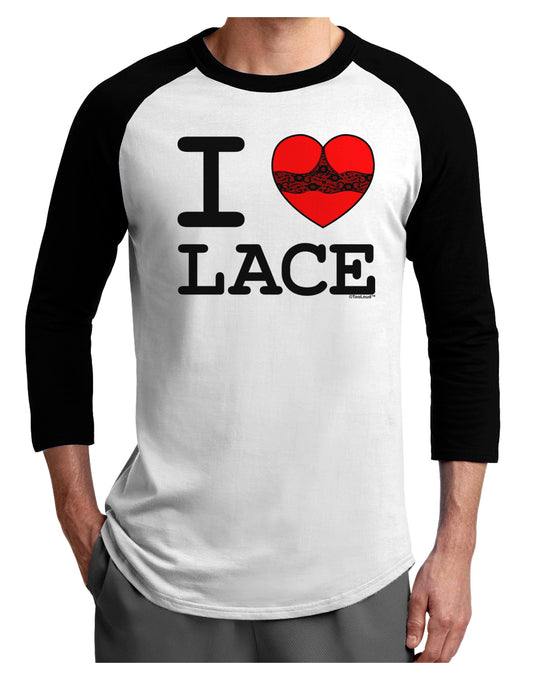 I Love Heart Lace Adult Raglan Shirt-Raglan Shirt-TooLoud-White-Black-X-Small-Davson Sales