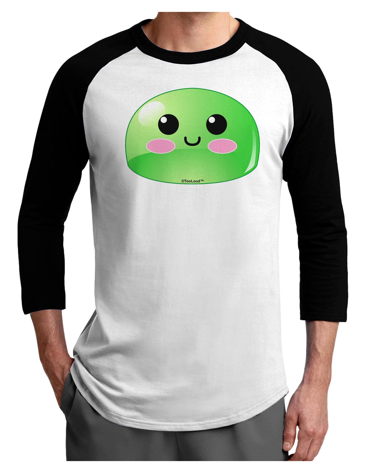 Cute RPG Slime - Green Adult Raglan Shirt by TooLoud-TooLoud-White-Black-X-Small-Davson Sales