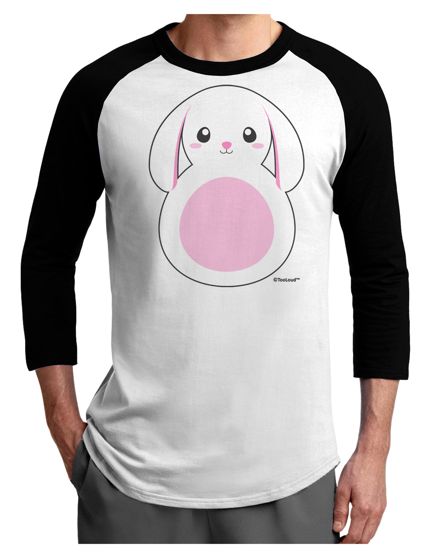 Cute Bunny with Floppy Ears - Pink Adult Raglan Shirt by TooLoud-TooLoud-White-Black-X-Small-Davson Sales