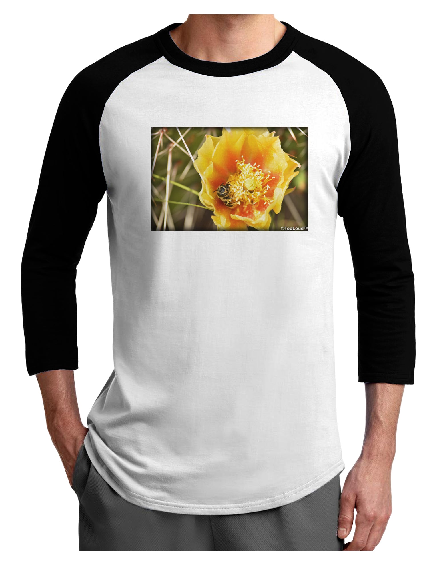 Bee Cactus Adult Raglan Shirt-Raglan Shirt-TooLoud-White-Black-X-Small-Davson Sales