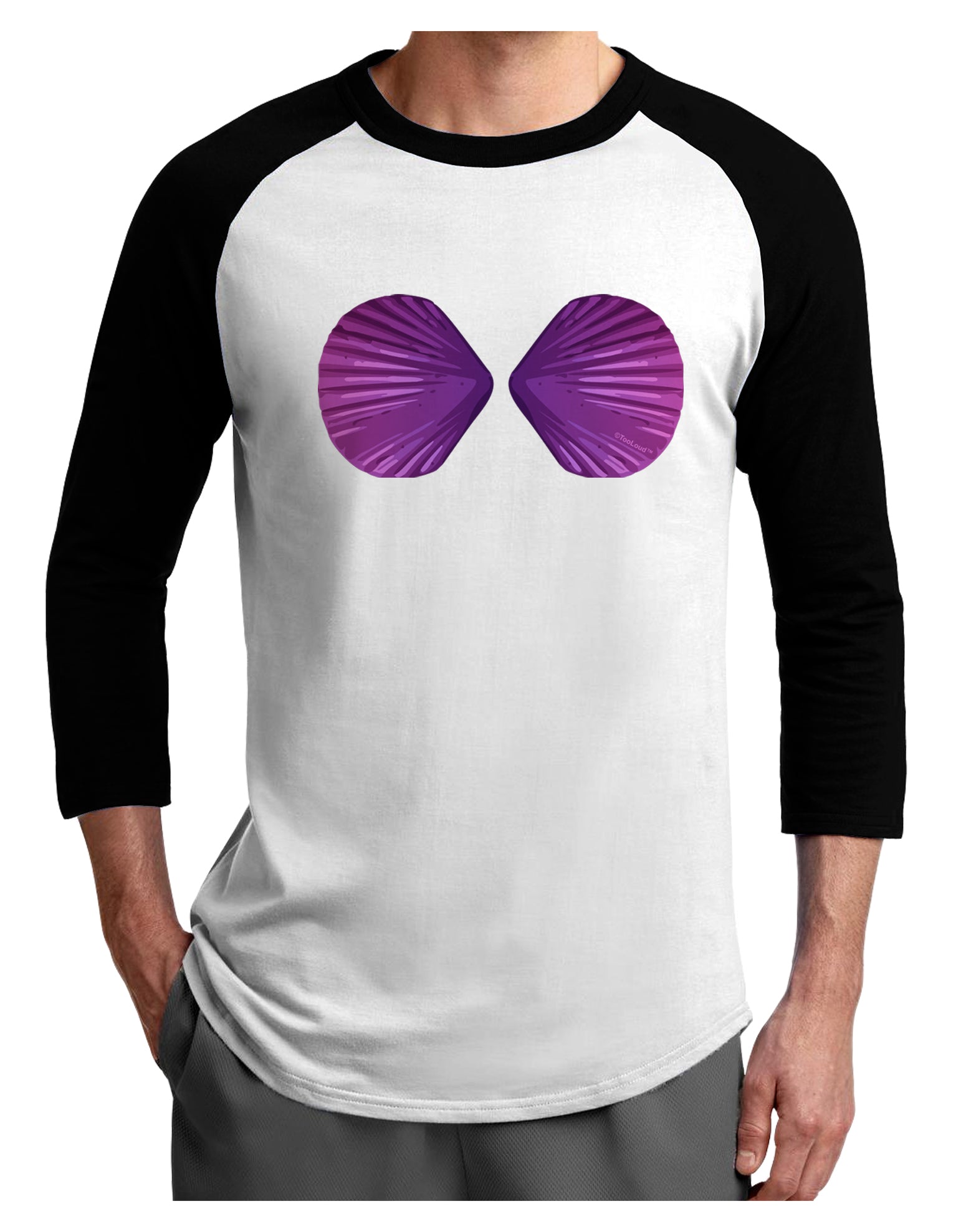 Mermaid Shell Bra Purple Adult Raglan Shirt by TooLoud-TooLoud-White-Black-X-Small-Davson Sales