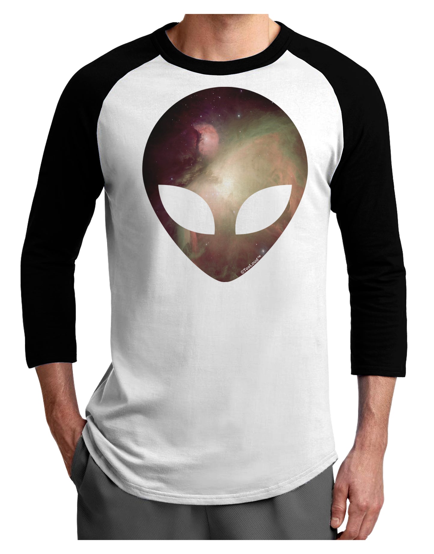 Extraterrestrial Face - Space #2 Adult Raglan Shirt by TooLoud-TooLoud-White-Black-X-Small-Davson Sales