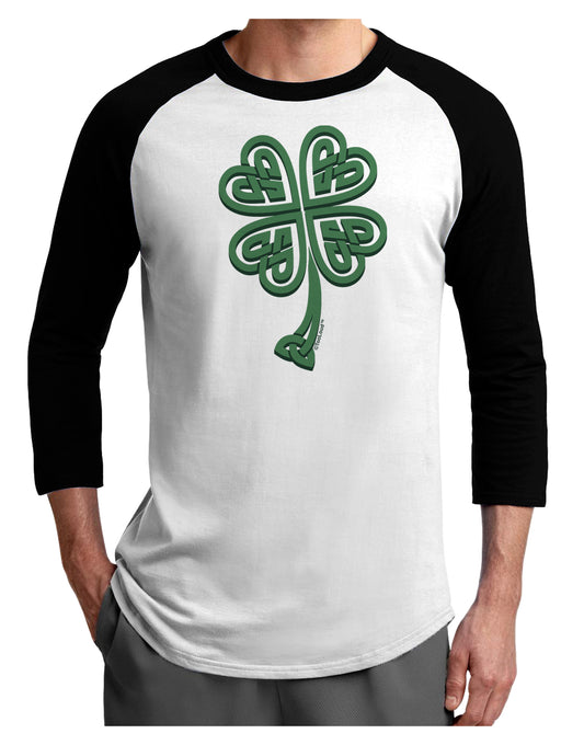3D Style Celtic Knot 4 Leaf Clover Adult Raglan Shirt-Raglan Shirt-TooLoud-White-Black-X-Small-Davson Sales