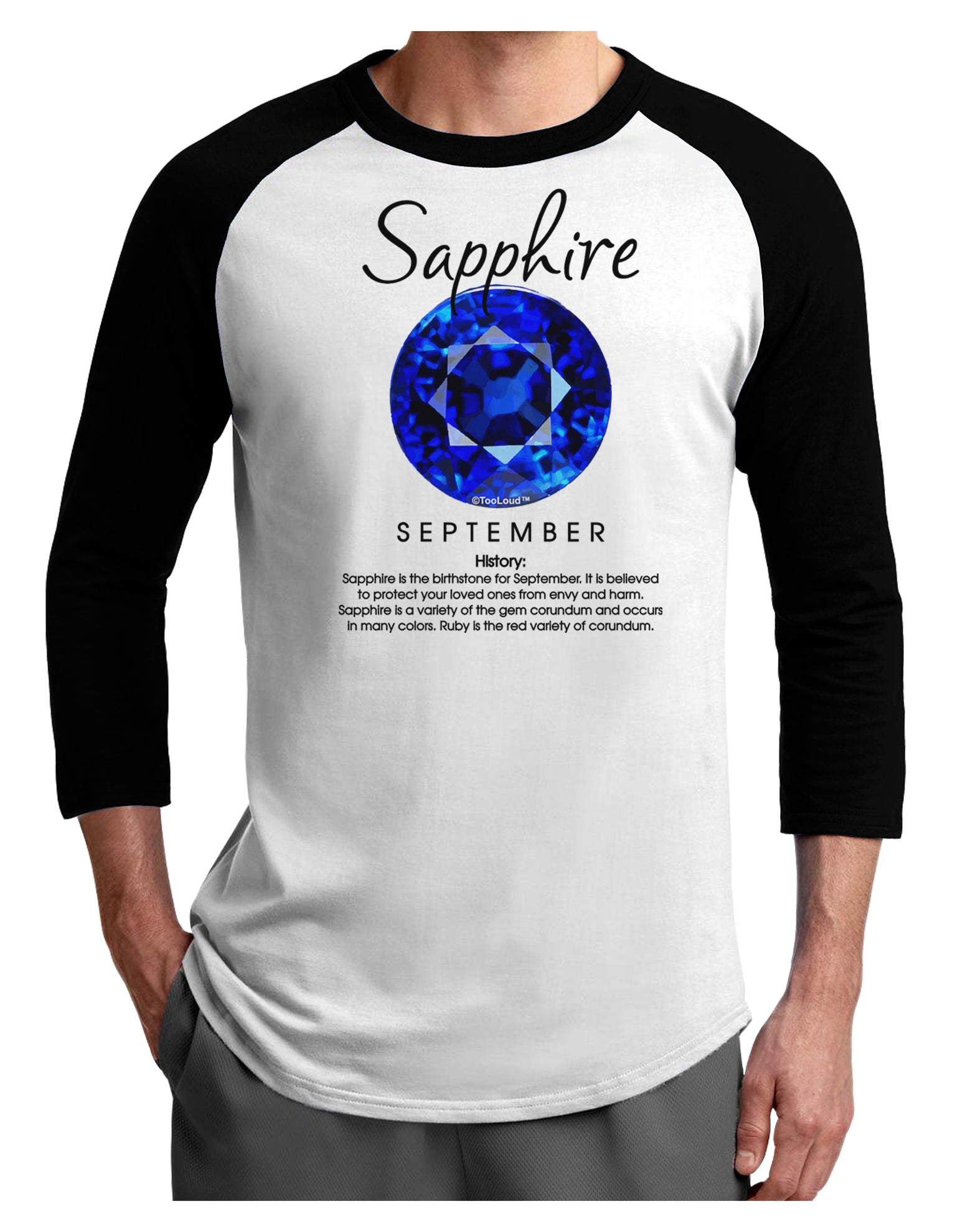 Birthstone Sapphire Adult Raglan Shirt-Raglan Shirt-TooLoud-White-Black-X-Small-Davson Sales