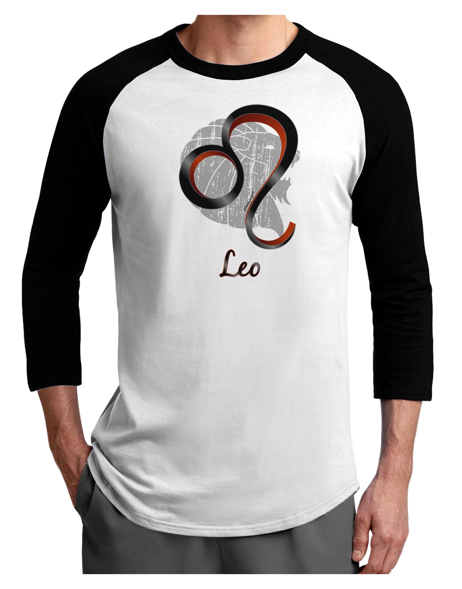 Leo Symbol Adult Raglan Shirt-TooLoud-White-Black-X-Small-Davson Sales
