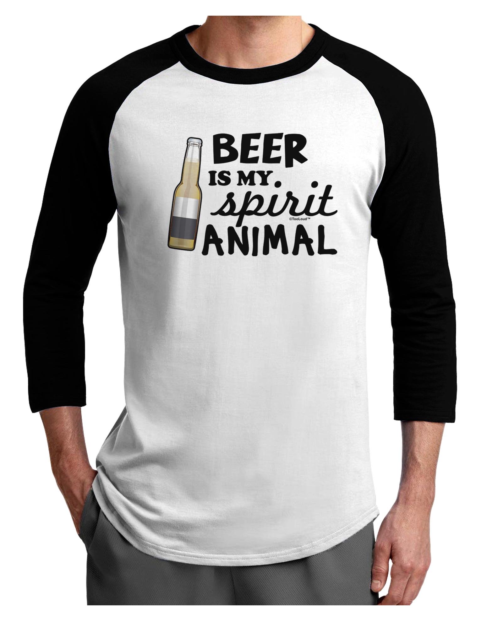 Beer Is My Spirit Animal Adult Raglan Shirt-Raglan Shirt-TooLoud-White-Black-X-Small-Davson Sales