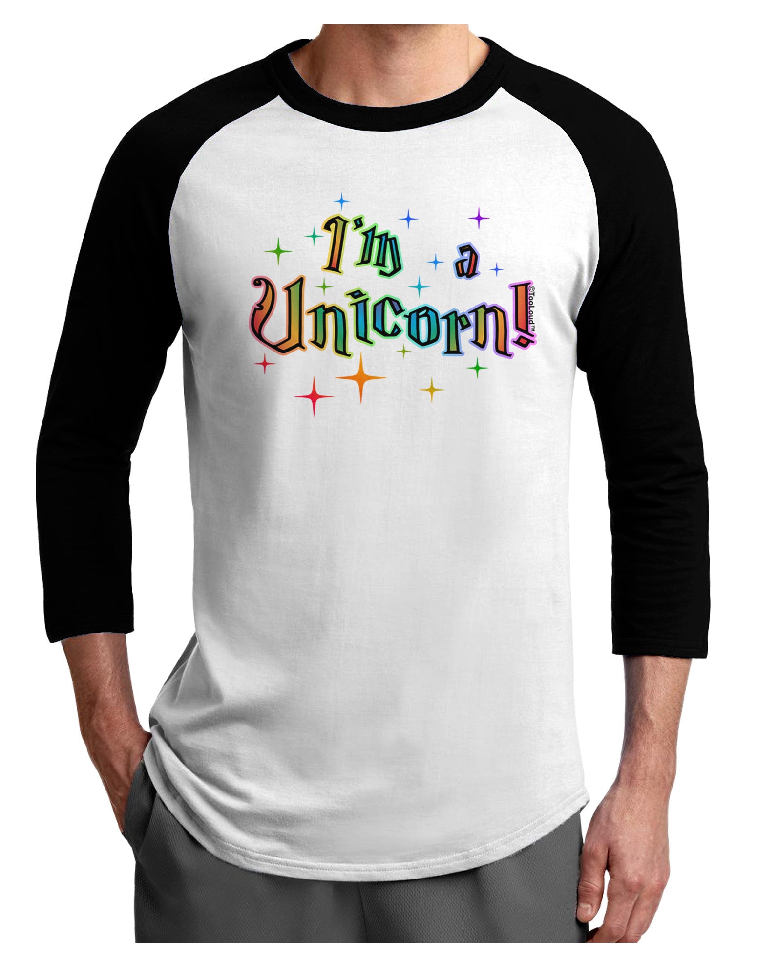 I'm a Unicorn Text Adult Raglan Shirt-Raglan Shirt-TooLoud-White-Black-X-Small-Davson Sales