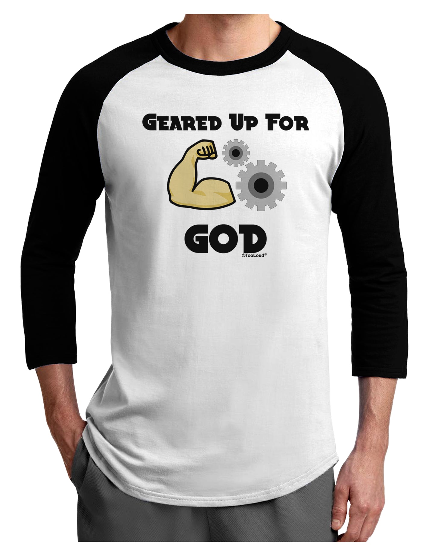 Geared Up For God Adult Raglan Shirt by TooLoud-TooLoud-White-Black-X-Small-Davson Sales
