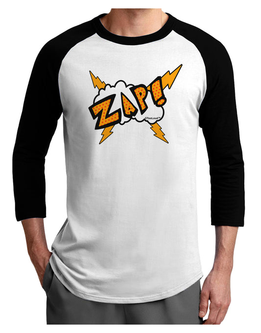 Onomatopoeia ZAP Adult Raglan Shirt-TooLoud-White-Black-X-Small-Davson Sales