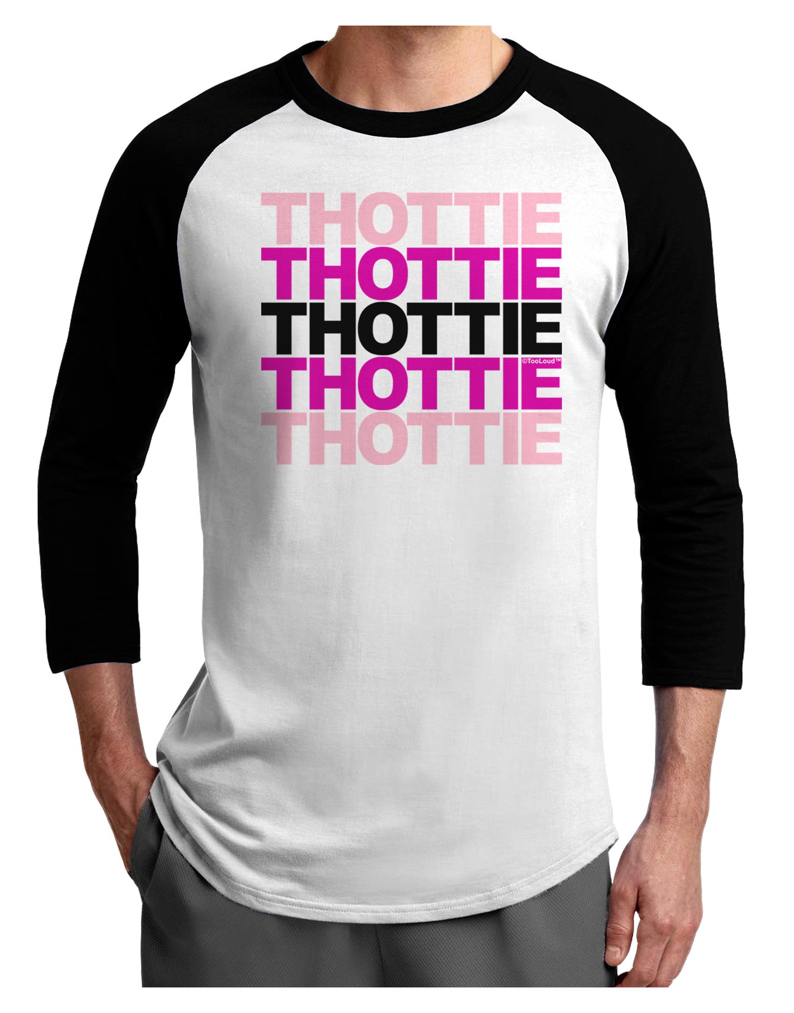 THOTTIE Adult Raglan Shirt-Raglan Shirt-TooLoud-White-Black-X-Small-Davson Sales