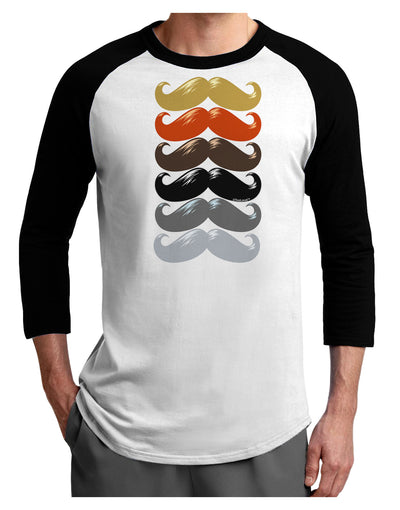 Natural Mustache Rainbow Adult Raglan Shirt-Raglan Shirt-TooLoud-White-Black-X-Small-Davson Sales