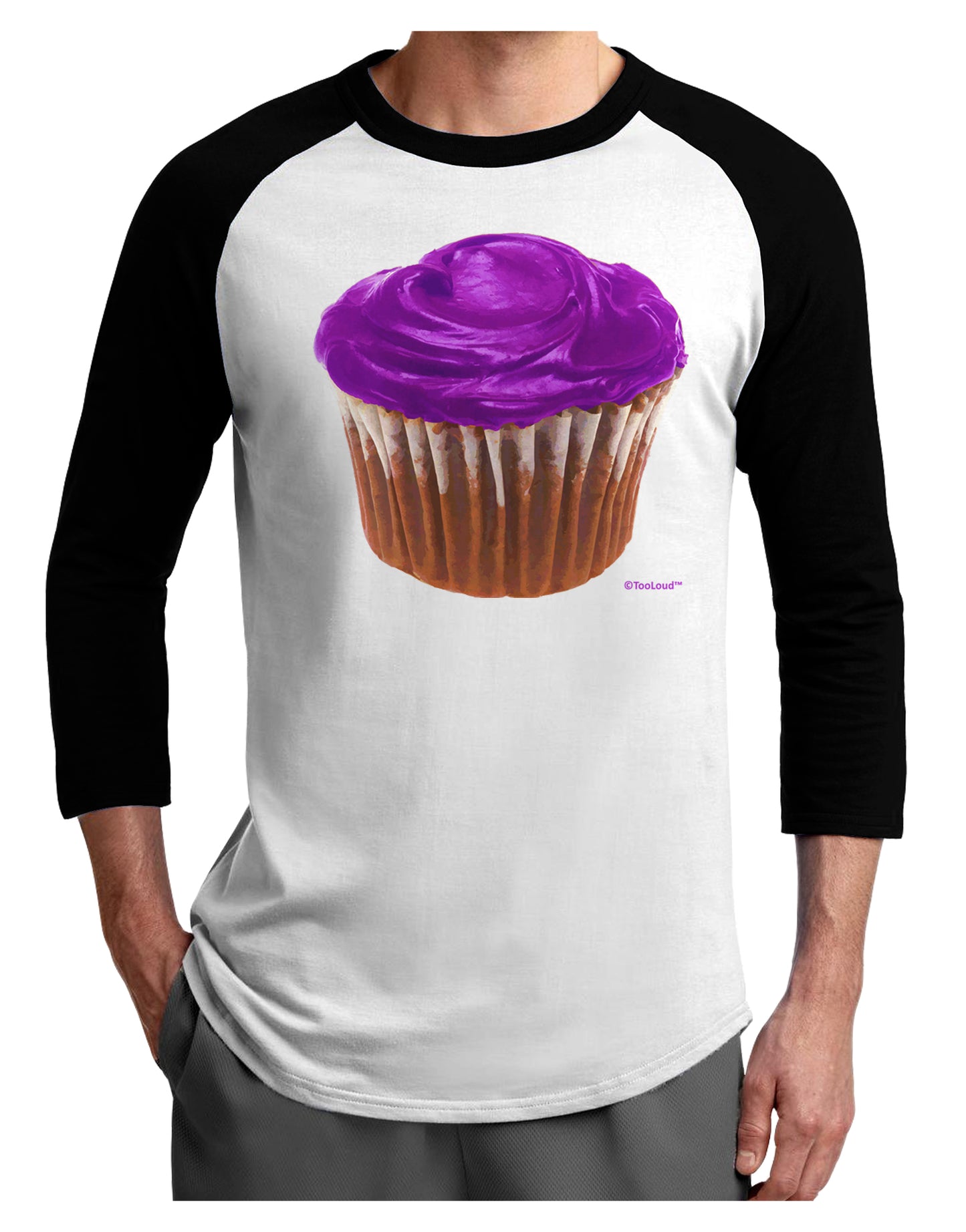 Giant Bright Purple Cupcake Adult Raglan Shirt by TooLoud-TooLoud-White-Black-X-Small-Davson Sales
