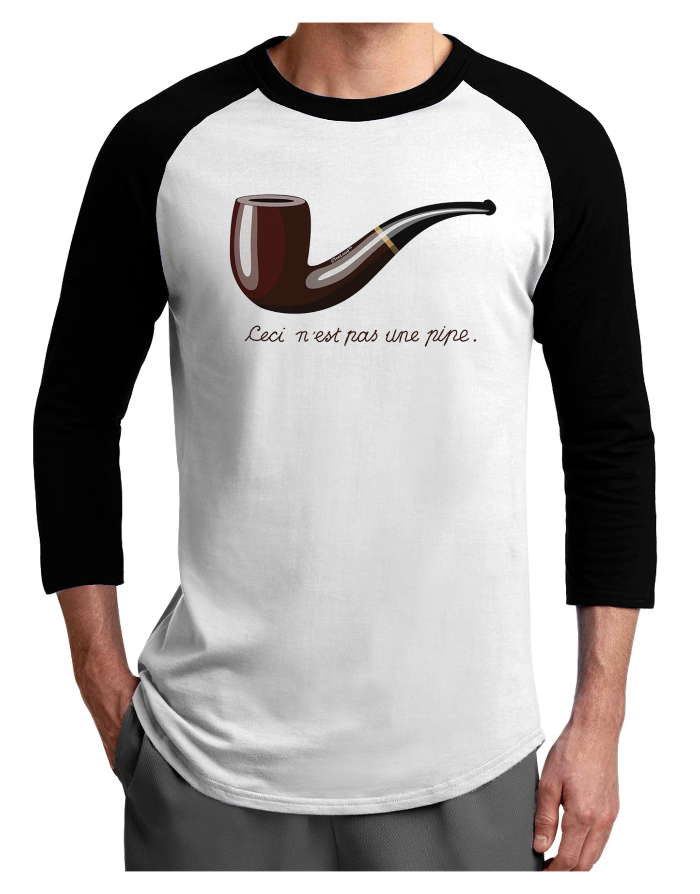Ceci n'est pas une pipe Adult Raglan Shirt-Raglan Shirt-TooLoud-White-Black-X-Small-Davson Sales