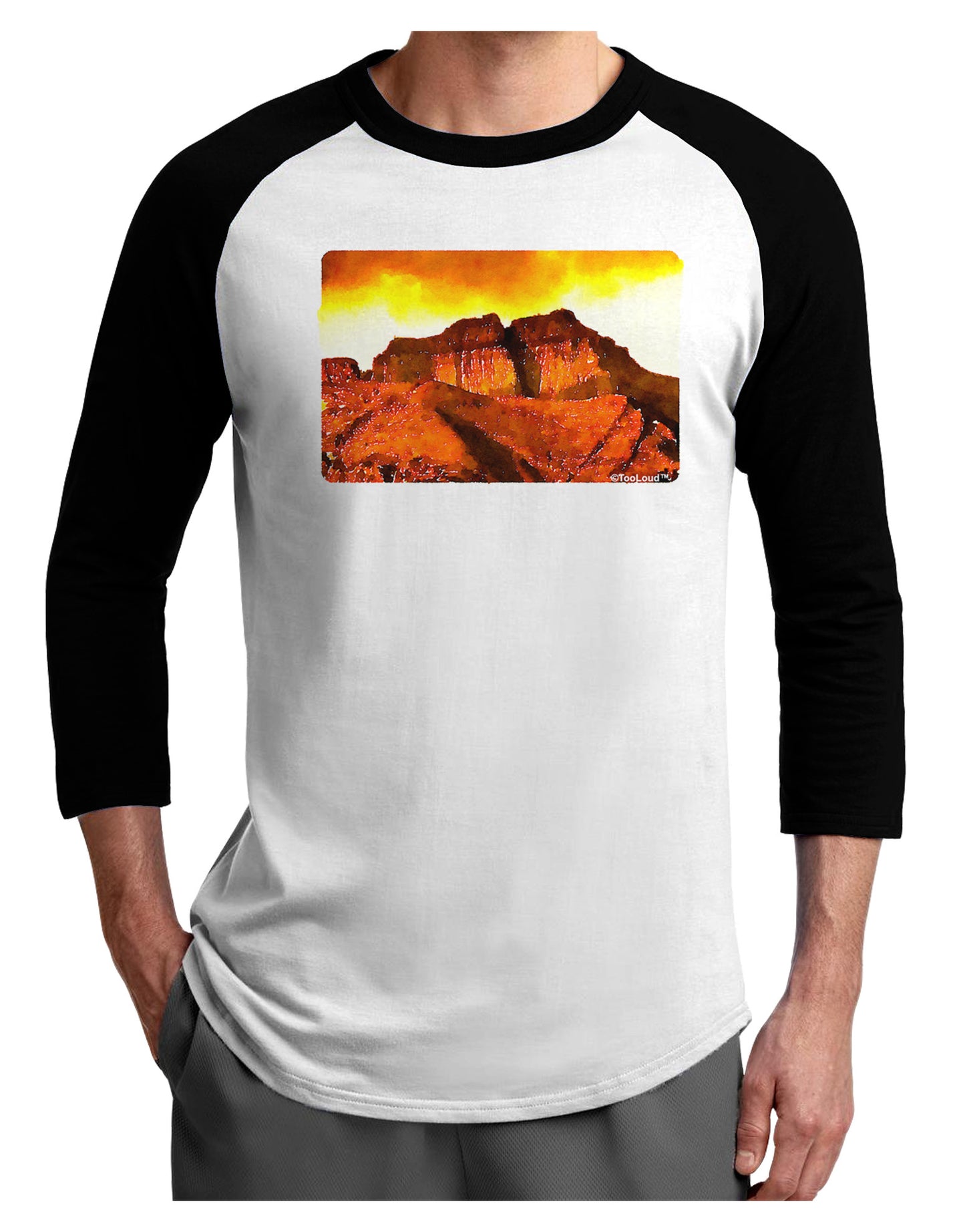 San Juan Mountain Range CO Adult Raglan Shirt-TooLoud-White-Black-X-Small-Davson Sales