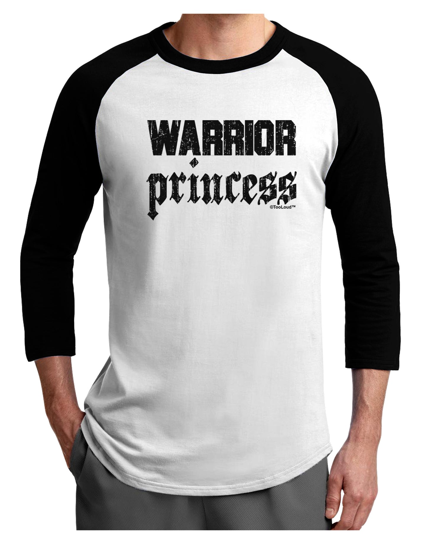 Warrior Princess Script Adult Raglan Shirt-TooLoud-White-Black-X-Small-Davson Sales