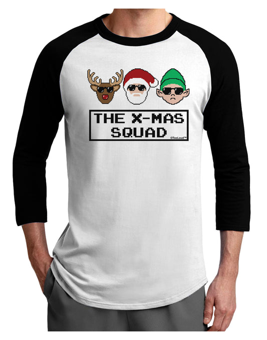 The X-mas Squad Text Adult Raglan Shirt-TooLoud-White-Black-X-Small-Davson Sales