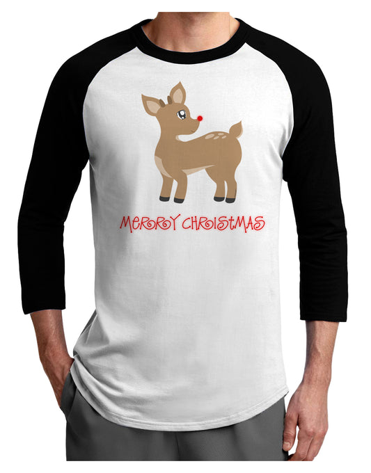 Cute Rudolph the Reindeer - Merry Christmas Adult Raglan Shirt by TooLoud-TooLoud-White-Black-X-Small-Davson Sales