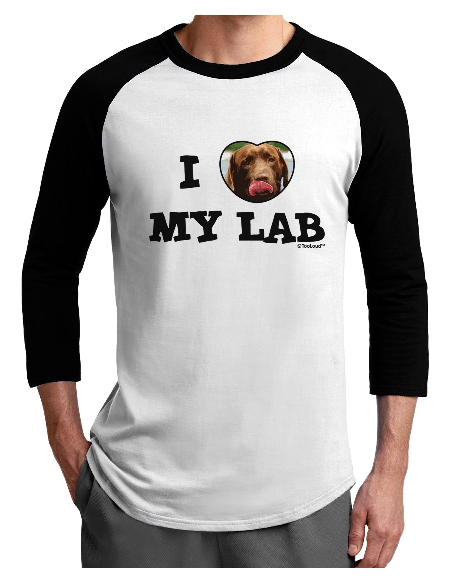 I Heart My Lab Adult Raglan Shirt-Raglan Shirt-TooLoud-White-Black-X-Small-Davson Sales