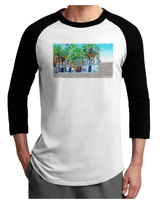 Palm Springs Watercolor Adult Raglan Shirt-TooLoud-White-Black-X-Small-Davson Sales