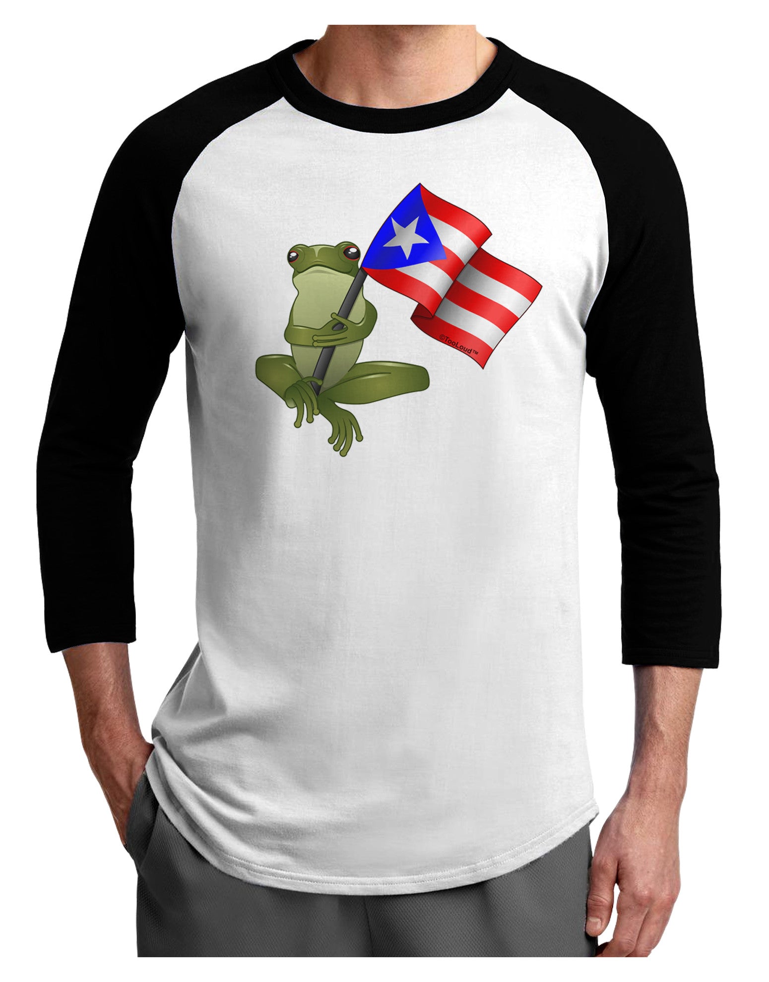 Coqui Holding Flag Adult Raglan Shirt-Raglan Shirt-TooLoud-White-Black-X-Small-Davson Sales