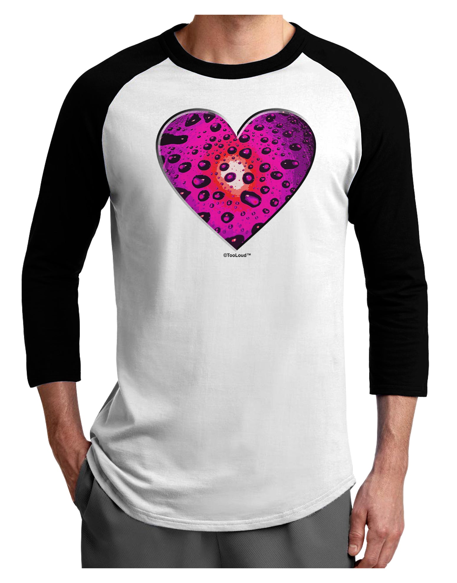 Water Droplet Heart Magenta Adult Raglan Shirt by TooLoud-TooLoud-White-Black-X-Small-Davson Sales
