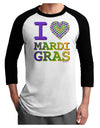 I Love Heart Mardi Gras Adult Raglan Shirt-Raglan Shirt-TooLoud-White-Black-X-Small-Davson Sales