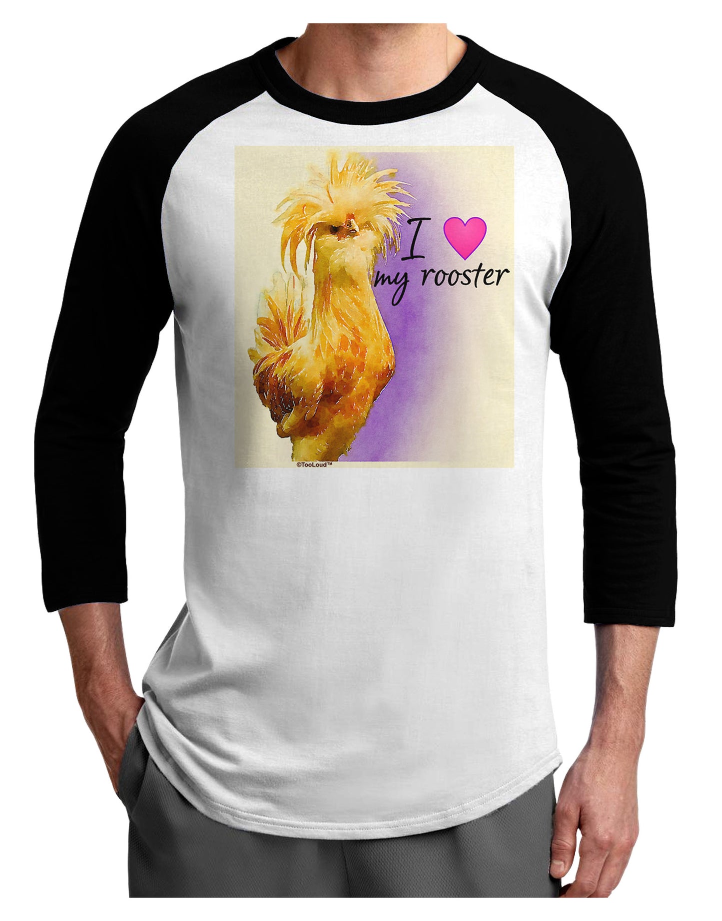 I Heart My Rooster Adult Raglan Shirt-Wall Clock-TooLoud-White-Black-X-Small-Davson Sales