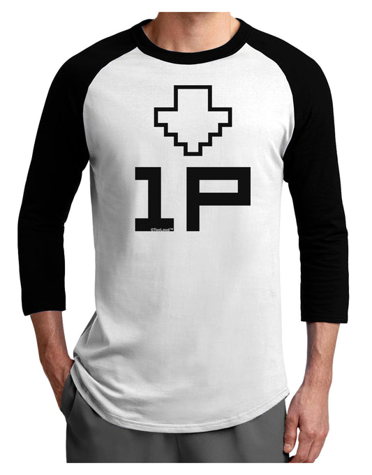 Player One Couples Design Adult Raglan Shirt-TooLoud-White-Black-X-Small-Davson Sales