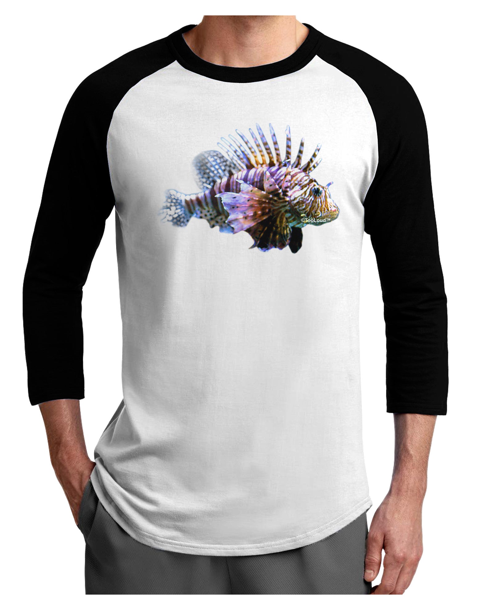 Lionfish Adult Raglan Shirt-Raglan Shirt-TooLoud-White-Black-X-Small-Davson Sales
